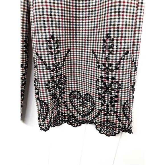 Sfizio Houndstooth Embroidered Eyelet Hem Wide Leg Pants Work Trousers 4 - Picture 5 of 16